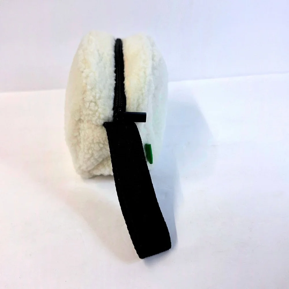 Kate Spade New York Sherpa Cream Fleece Cosmetic Bag Pouch Womens Small
